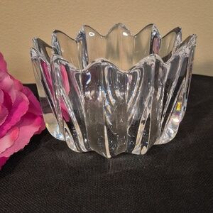 ORREFORS Crystal 'Fleur' Crown Bowl Trinket Dish Candleholder by Jan Johansen